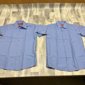✅Mens M VTG Red Kap/Durable Press Short Sleeve Light Blue Industrial Work Shirts